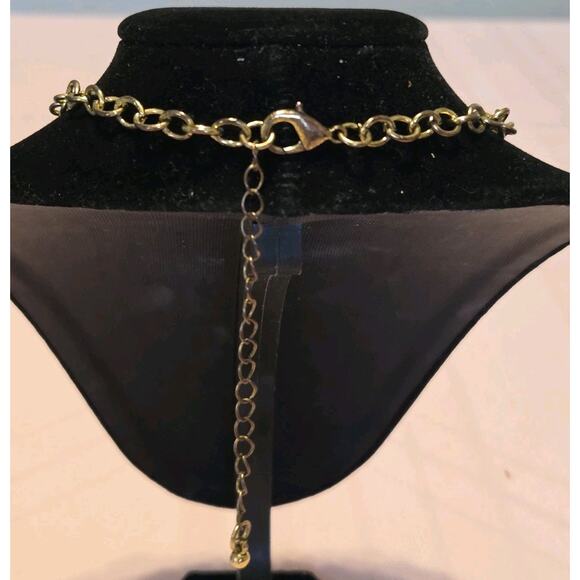 Iridescent Faux Opals Pastel Amozanite Beads Bib Style Necklace Gold Tone Bold - Picture 4 of 10